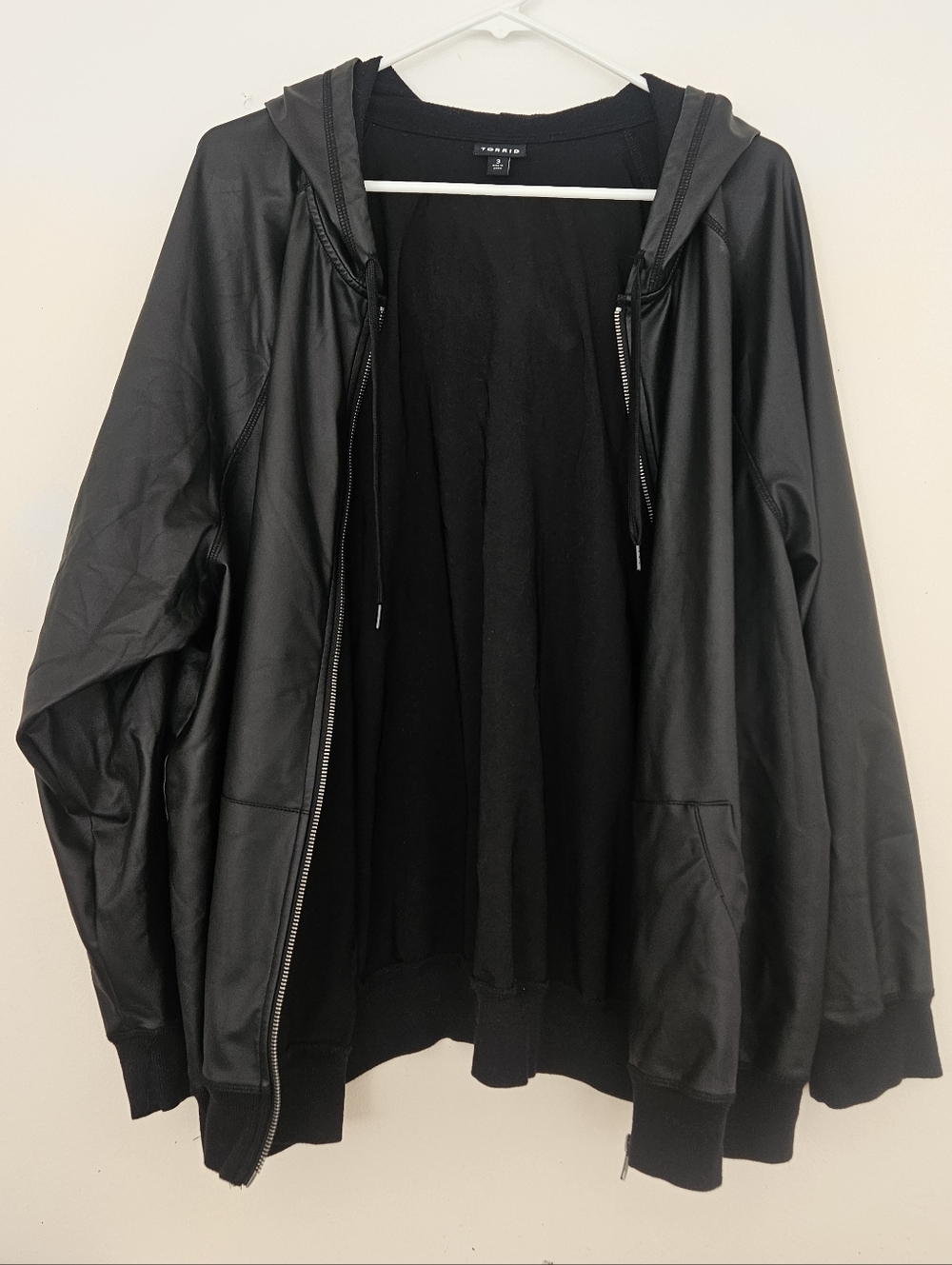 Torrid Vintage Black Faux Leather Hoodie Jacket Plus Size 3